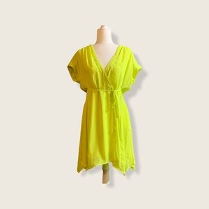 NEON fit flare dress V neck